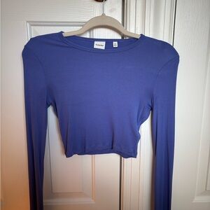 Aritzia Blue Long Sleeve Crop Top